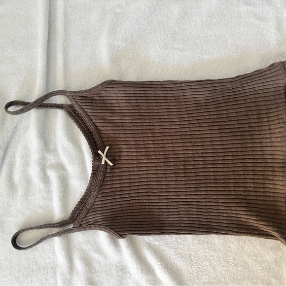 Brown Ribbed Tank Top - Picture 1 of 3